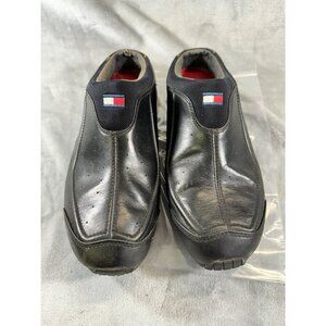 Tommy Hilfiger Shoe mens 10.5M Black Leather Slip On Sneaker Low Back